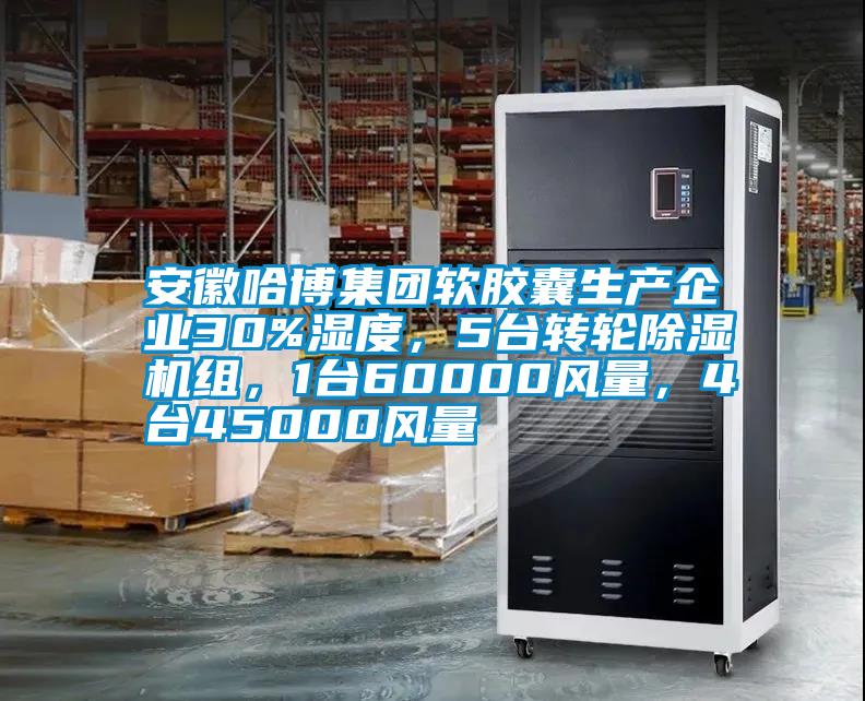 安徽哈博集團軟膠囊生產(chǎn)企業(yè)30%濕度，5臺轉(zhuǎn)輪除濕機組，1臺60000風(fēng)量，4臺45000風(fēng)量